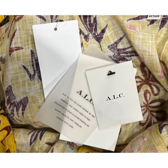 A.L.C. Gilmour Yellow Floral Linen Romper Floral Size 12 NWT Coconut Girl Beach - Picture 14 of 15